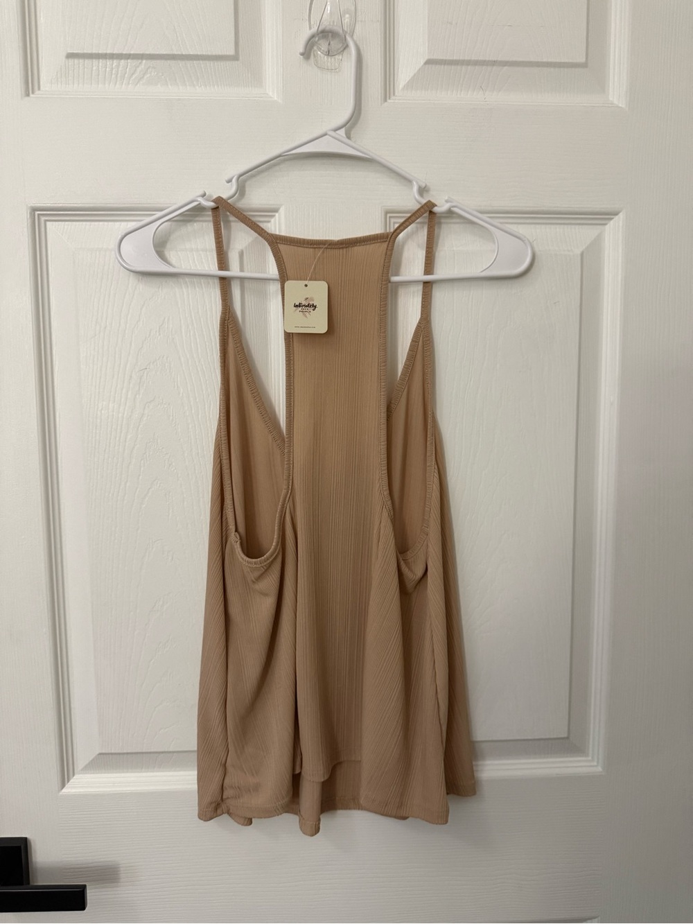 Free People Intimately Ribbed V Neck Tank Top Beige/Tan Size Small New - Picture 3 of 4